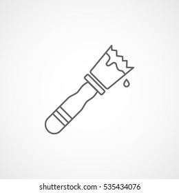 Building Construction Tools Paint Brush Line Icon On White Background