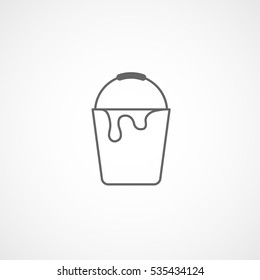 Building Construction Tools Paint Bucket Line Icon On White Background