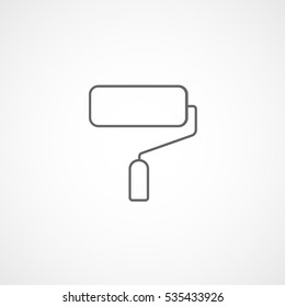 Building Construction Tools Paint Roller Line Icon On White Background
