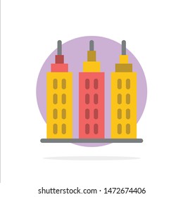 Building, Construction, Tower Abstract Circle Background Flat color Icon