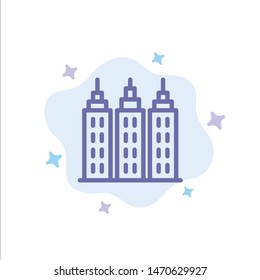 Building, Construction, Tower Blue Icon on Abstract Cloud Background. Vector Icon Template background