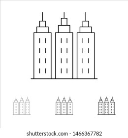 Building, Construction, Tower Bold and thin black line icon set. Vector Icon Template background