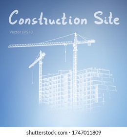 Building Construction and Tower Cranes. City. Vector draw
