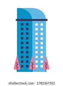 building construction with trees city scene vector illustration design