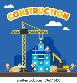 Building construction vector illustration flat design