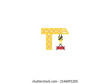 Building Construction Vector Isolated Emoticon. Construction Crane Icon