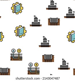 Building Construction Vector Seamless Pattern Thin Line Illustration
