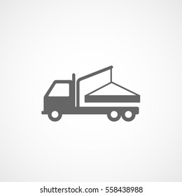 Building Construction Vehicle Crane Flat Icon On White Background