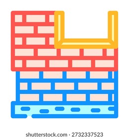 Building construction wall showing bricks, foundation, and a yellow protective or support layer, highlighting structural elements and architectural design concepts for durable construction