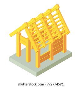 Building construction wood icon. Isometric illustration of building construction wood vector icon for web