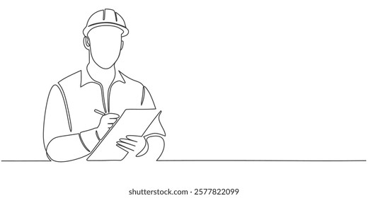 Building Construction worker line art style vector illustration