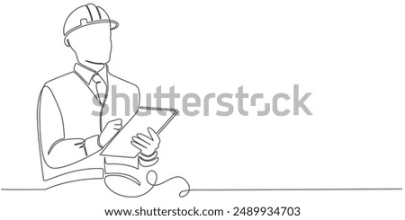 Building Construction worker line art style vector illustration