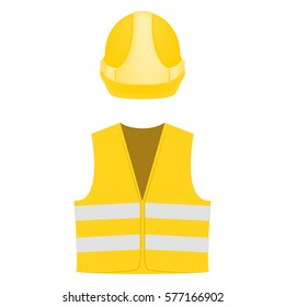 Building, Construction Worker Safety Equipment Yellow Color, Place Your Logo