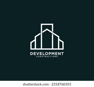 Construcción, construcciones, realidad, línea, limpio, logotipo, vectores