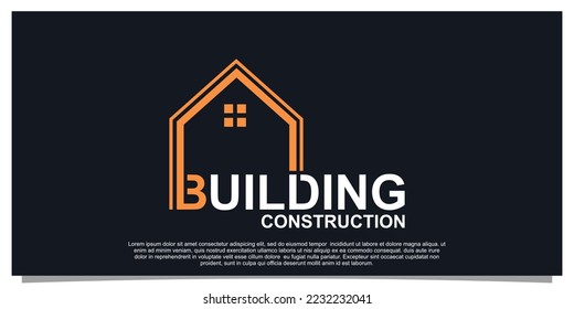 Building constrution logo design with creative concept Premium Vector