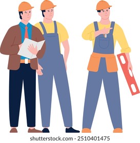 Bauunternehmer-Zeichen. Farb-Bauingenieure sprechen