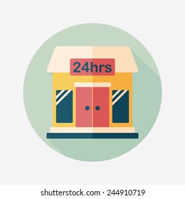 Building convenient store flat icon with long shadow,eps10