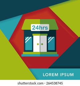 Building convenient store flat icon with long shadow,eps10