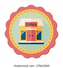 Building convenient store flat icon with long shadow,eps10