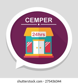 Building convenient store flat icon with long shadow,eps10