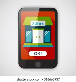 Building convenient store flat icon with long shadow,eps10