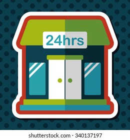 Building convenient store flat icon with long shadow,eps10