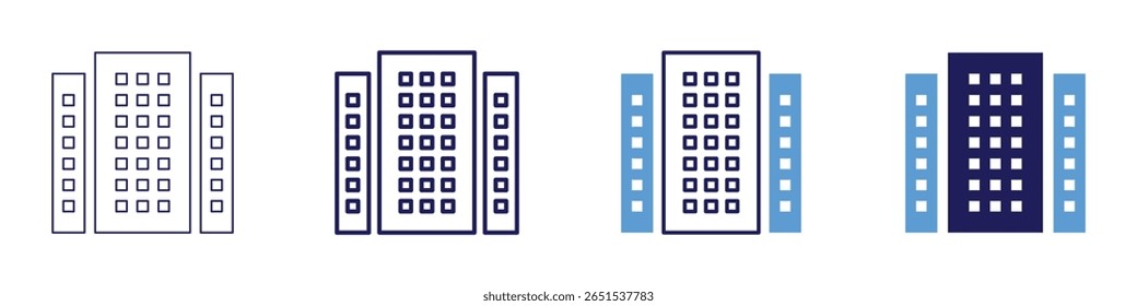 Building conversion icon in 4 different styles. Thin Line, Line, Bold Line, Duotone. Duotone style. Editable stroke.