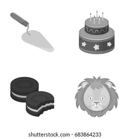 building, cooking and other monochrome icon in cartoon style.food, circus icons in set collection.
