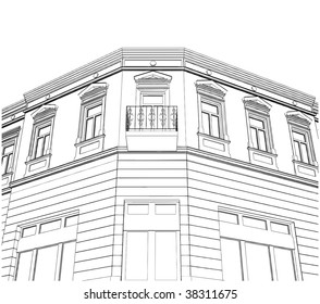 Building Corner Eclectic House Vector 01