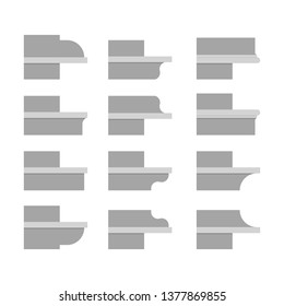Building cornice. Vector illustration. Design and architecture. Set of icons