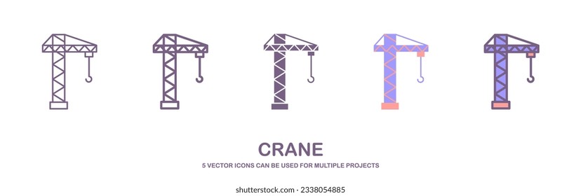 Building, crane, constructing linear icon. Thin line illustration. Tower crane. Contour symbol. Vector isolated outline drawing. Editable stroke