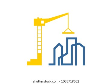Building And Crane Contruction Logo