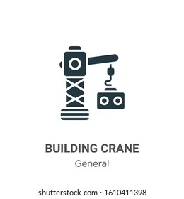 Building crane glyph icon vector on white background. Flat vector building crane icon symbol sign from modern general collection for mobile concept and web apps design.