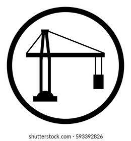 Building crane icon in circle on white background