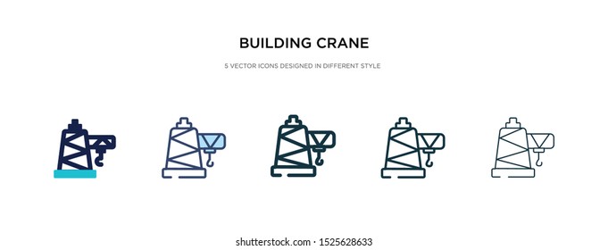 building crane icon in different style vector illustration. two colored and black building crane vector icons designed in filled, outline, line and stroke style can be used for web, mobile, ui