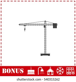 Building crane icon flat. Simple vector symbol and bonus icon