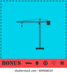 Building crane icon flat. Simple vector symbol and bonus icon
