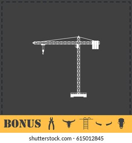 Building crane icon flat. Simple vector symbol and bonus icon