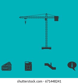 Building crane icon flat. Simple vector symbol and bonus icon