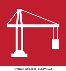Building crane icon on red background