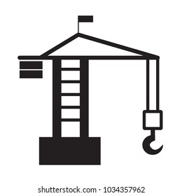 building crane icon on white background. tower crane sign. flat style. construction crane symbol.