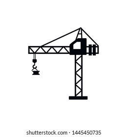 Building crane Icon Vector. Flat vector illustration in black on white background. EPS 10