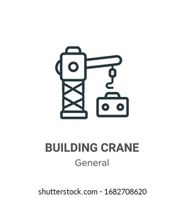 Building crane outline vector icon. Thin line black building crane icon, flat vector simple element illustration from editable general concept isolated stroke on white background