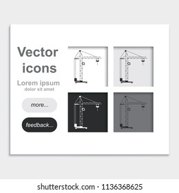 Building crane placed on web page template flat vector icon.