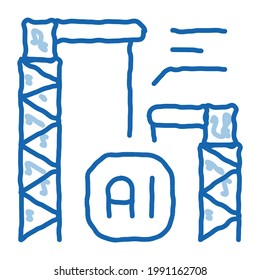 Building Crane sketch icon vector. Hand drawn blue doodle line art Building Crane sign. isolated symbol illustration