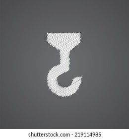 building crane sketch logo doodle icon isolated on dark background 