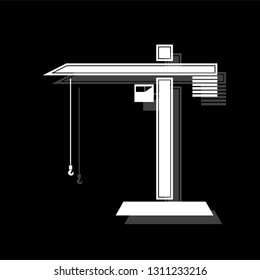 Building crane. White flat simple icon with shadow