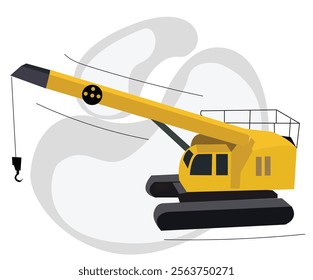 Building crane.Caterpillar Crane vector banner. City building concept in flat design. Construction machines