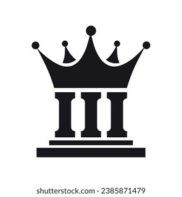 Building with a crown. Royal VIP Center.Vector linear illustration icon isolated on white background.