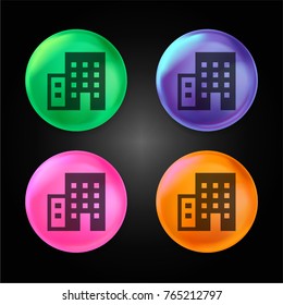 Building crystal ball design icon in green - blue - pink and orange.